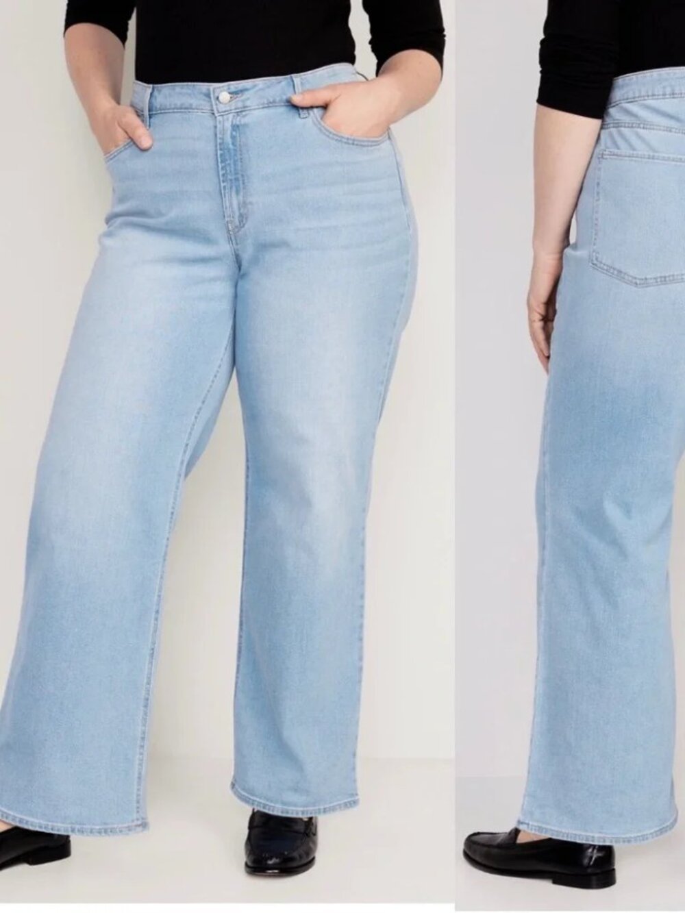 Old Navy Wow Wide Leg High Rise Jeans Light Wash, Size 22 Tall